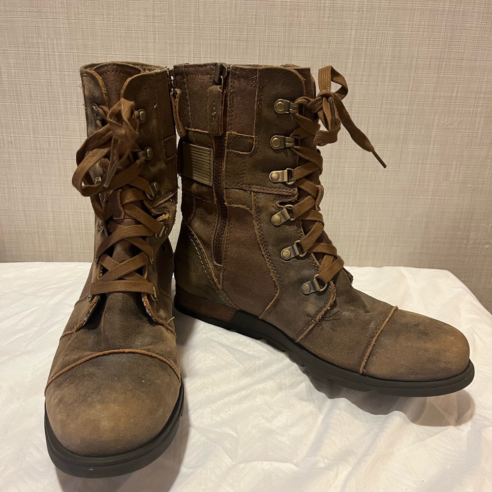 Sorel Dark Brown Lace-Up Combat Boots